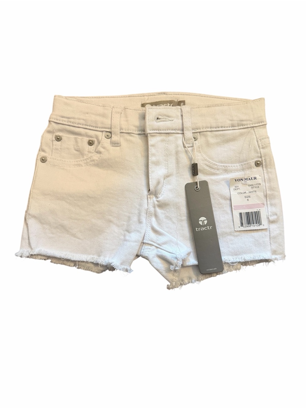 Tractr White Frayed-Hem Denim Shorts